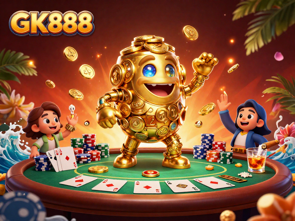 Experience thrilling gameplay at GK888 with gold coin golems and vibrant poker elements.