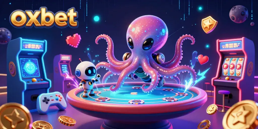 Experience the excitement of oxbet with an alien octopus dealer at a holographic poker table