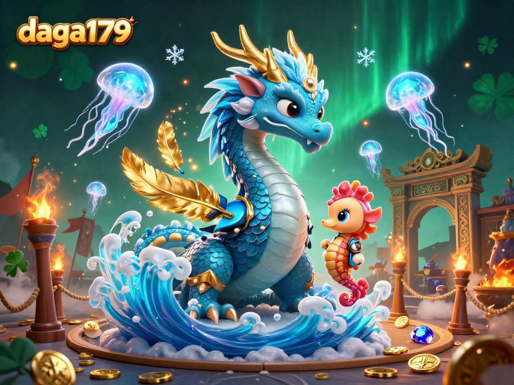 Dive into action with daga179's dazzling 3D casino dragon scene featuring dynamic gaming elements.