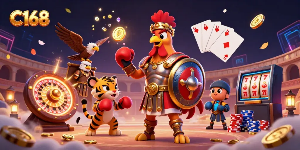 Engage in thrilling gameplay at C168 casino featuring vibrant characters and rich visuals.