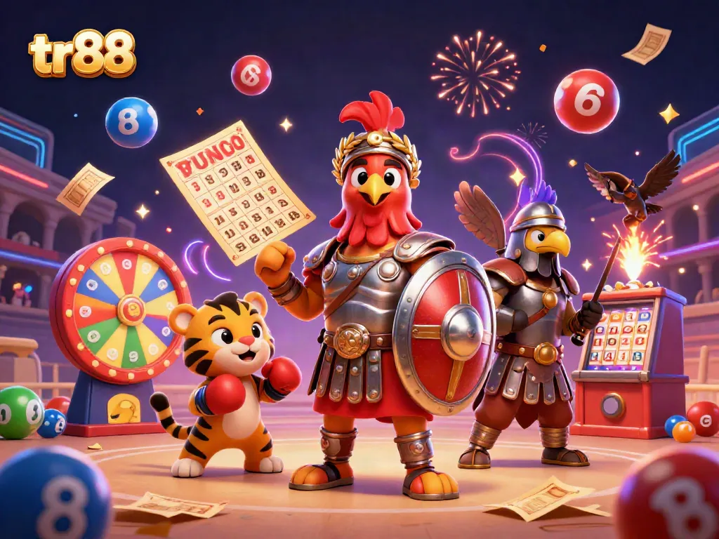 Experience thrilling gambling action with tr88 in this vibrant 3D casino scene featuring engaging characters and dynamic elements.
