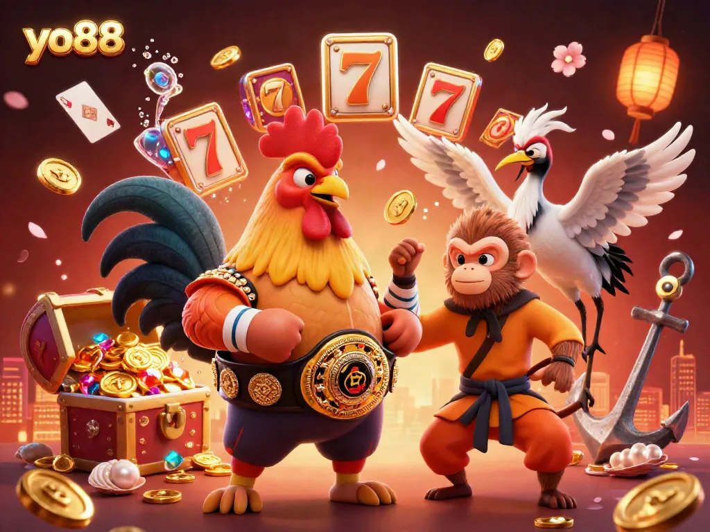 Experience the thrill of yo88 with a vibrant casino scene featuring dynamic characters and exciting game elements.