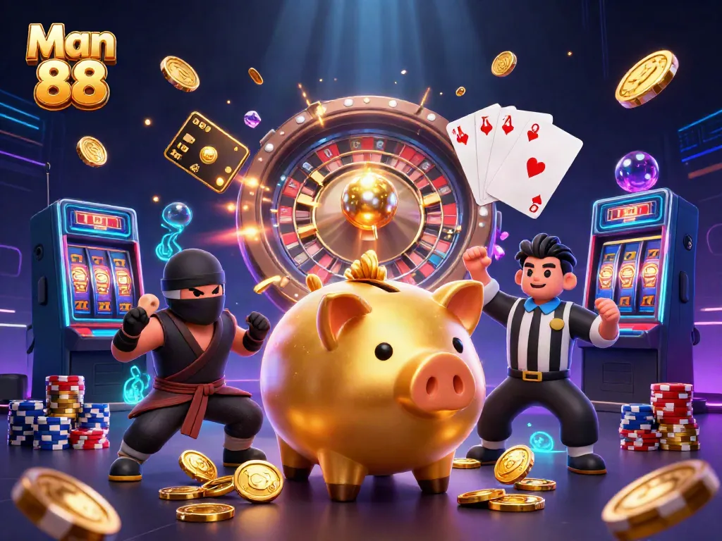 Engage with the vibrant action of Man 88's online casino with dynamic characters and sparkling games.