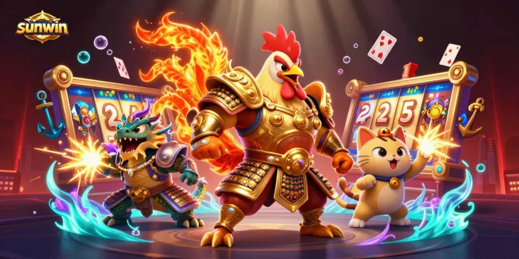 Experience thrilling gameplay with the sunwin jackpot warrior, spinning reels, and vibrant casino action.