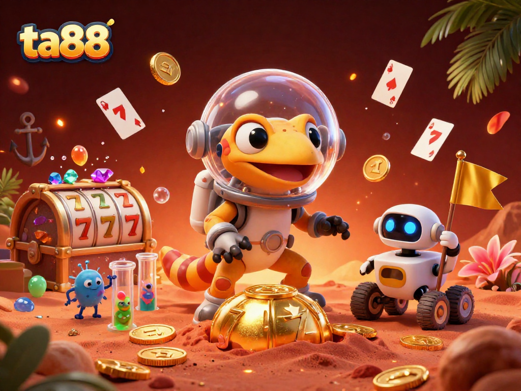 Engage with ta88's thrilling atmosphere as a Martian gecko discovers a golden casino adventure.