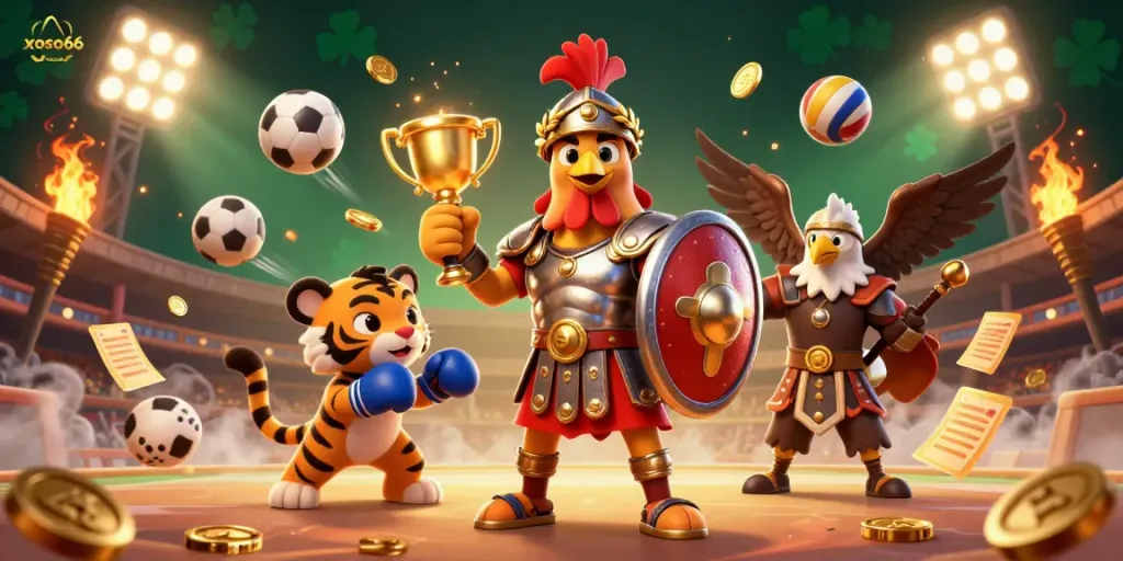 Engage in thrilling matches at xoso66 while enjoying sports betting excitement with animated characters.